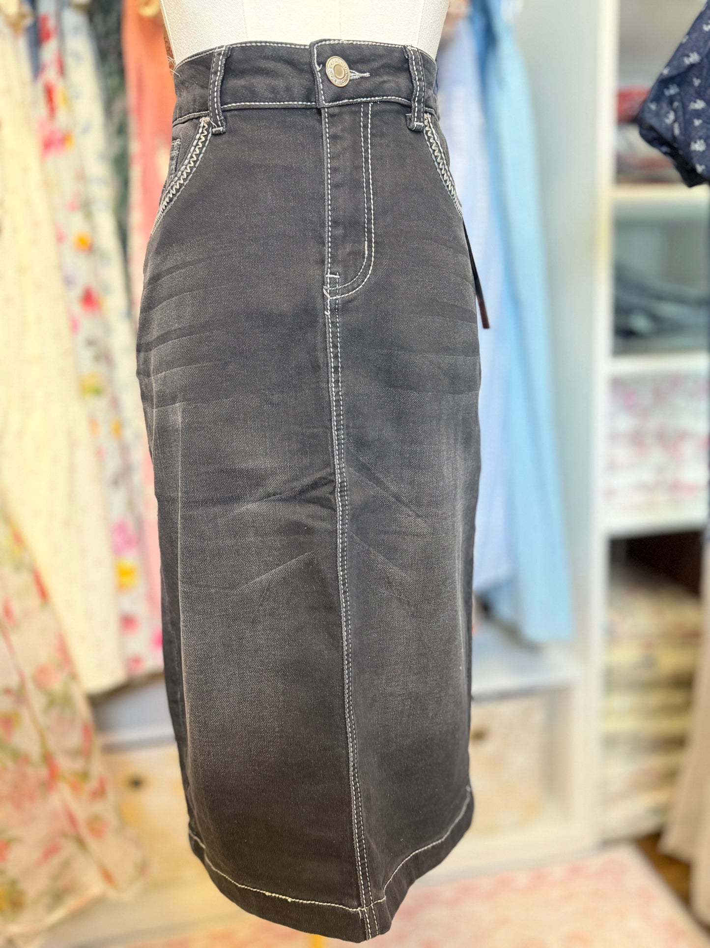Black Denim Skirt