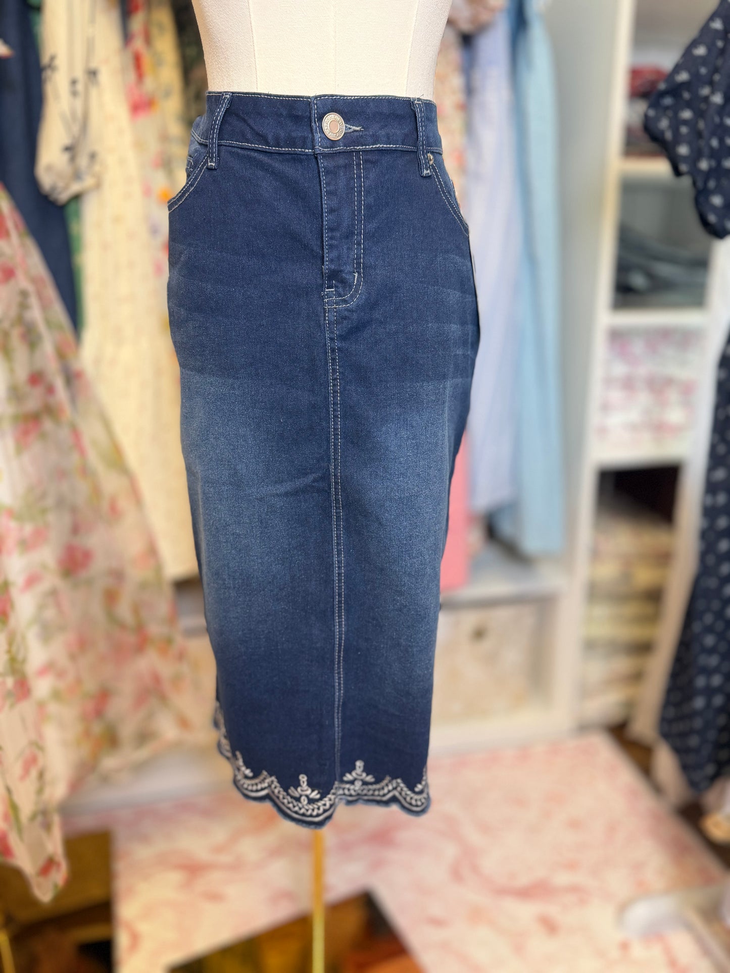 Embroidery Denim Skirt