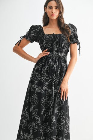 Embroidered black dress