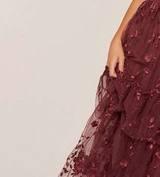Burgundy Mesh Dress